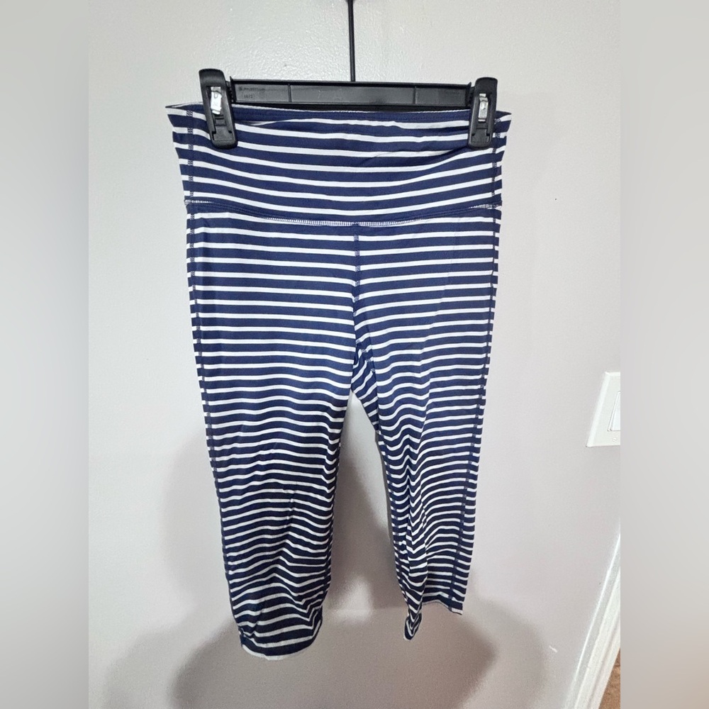 Athleta  Navy and White Striped Leggings